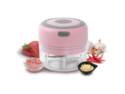 Mini picadora eléctrica de ajos Rebe de 100 ml, picadora para carne, verduras, frutas, cebollas y ajos (rosa).