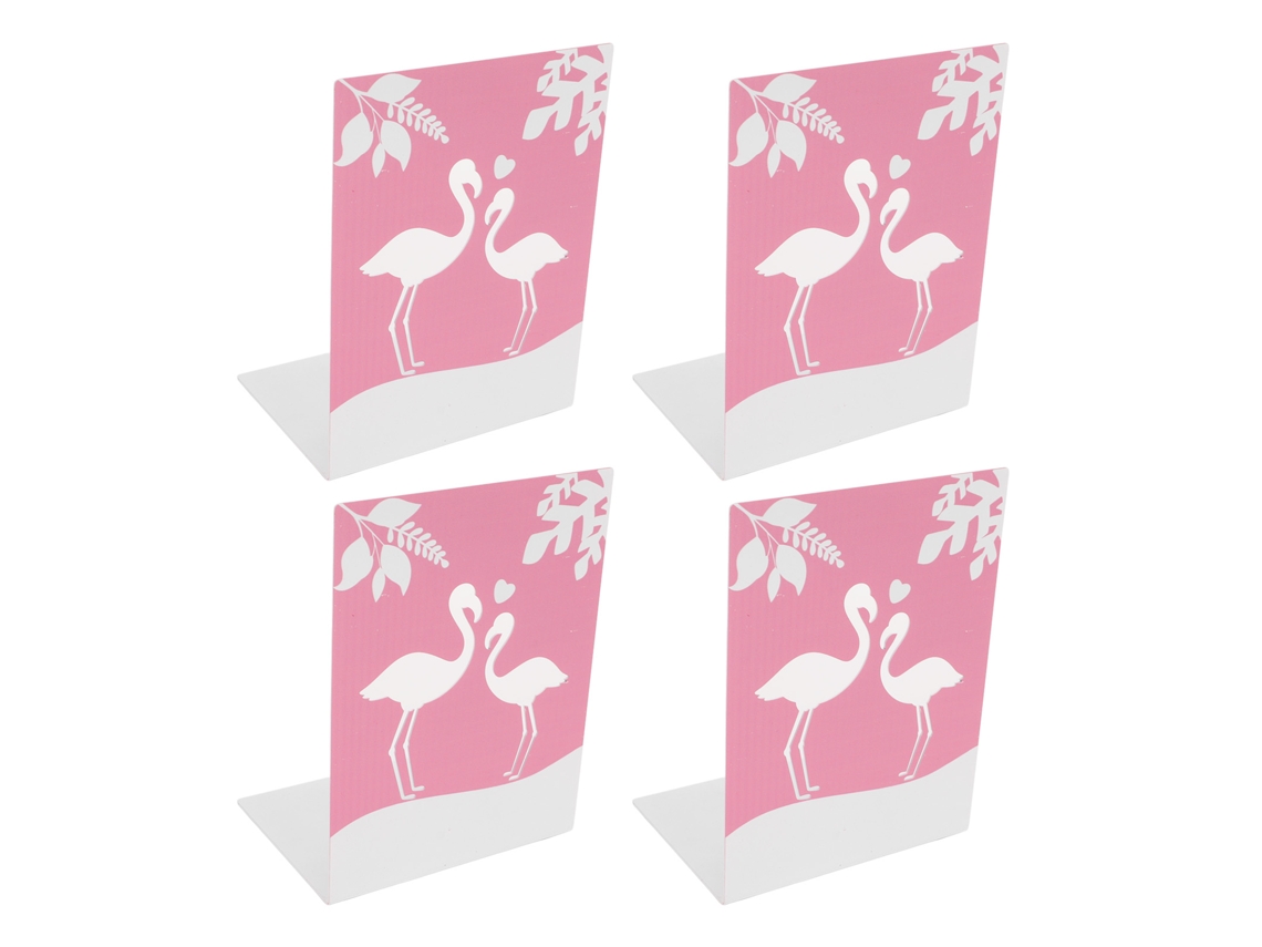 4pcs Soportes De Libros De Metal Resistentes Antiestáticos Con Suela Antideslizante Para Libros Cd Revistas Flamenco