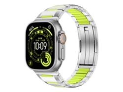 Pulseira de Aço Inoxidável com Revestimento de Borracha HALINUI para Apple Watch 49mm/46mm/45mm/44mm Verde Titânio