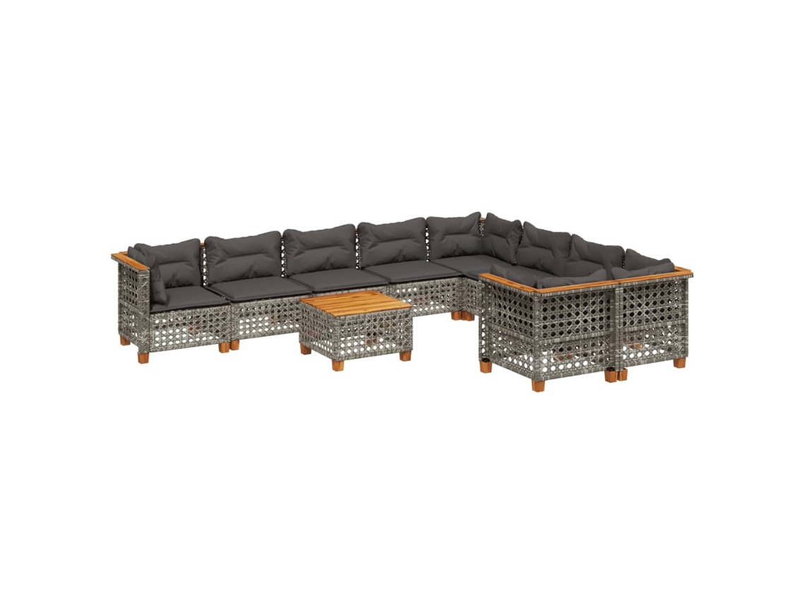 Maison Exclusive - Set De Sofás De Jardín 10 Pzas Con Cojines Ratán Sintético Gris