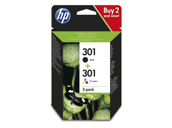 Pack de ahorro de 3 cartuchos de tinta Original HP 301  negro(2) y tricolor para HP Deskjet, HP Officejet y HP ENVY