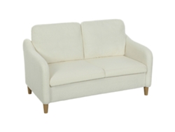 Sofá De 2 Plazas Para Salón, Tapizado En Tela Bouclé Con Cojines Incluidos, Asiento Acolchado, 137 X 69 X 82 Cm, Color Crema.