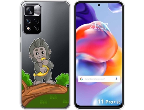 Carcasa para Xiaomi Redmi Note 11 Pro+ Plus 5G TUMUNDOSMARTPHONE Dibujos Transparente Mono Multicolor