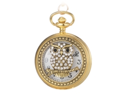 Reloj De Bolsillo Retro De Cuarzo De Aleación Con Diamantes De Imitación, Collar Decorativo Unisex, Diseño De Búho.