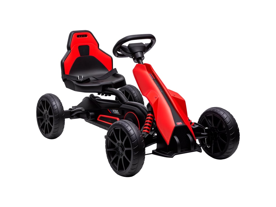 Kart de pedales infantil con asiento ajustable en 4 posiciones y ruedas de EVA rojas y negras de 100 x 58 x 58,5 cm.