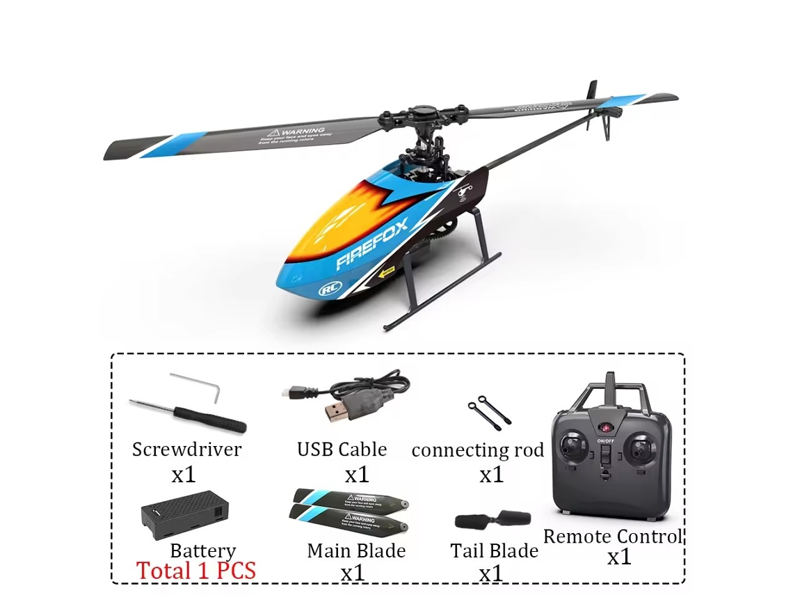 Helicóptero Rc Estable Automático 2.4g 4 Canales Hélice Única Vuelo Largo Principiante, Azul Aeuzwr