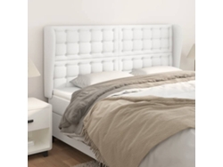 Cabecero Con Orejas Cuero Sintético Blanco 183x23x118/128cm