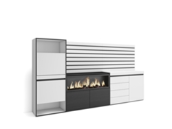 Zapatero | Organización de almacenaje | 274 x 145 x 35 cm | Para dormitorio | Chimenea eléctrica XXL | Cómoda | Listones decorativos. Madera | Blanco Duérmete Online