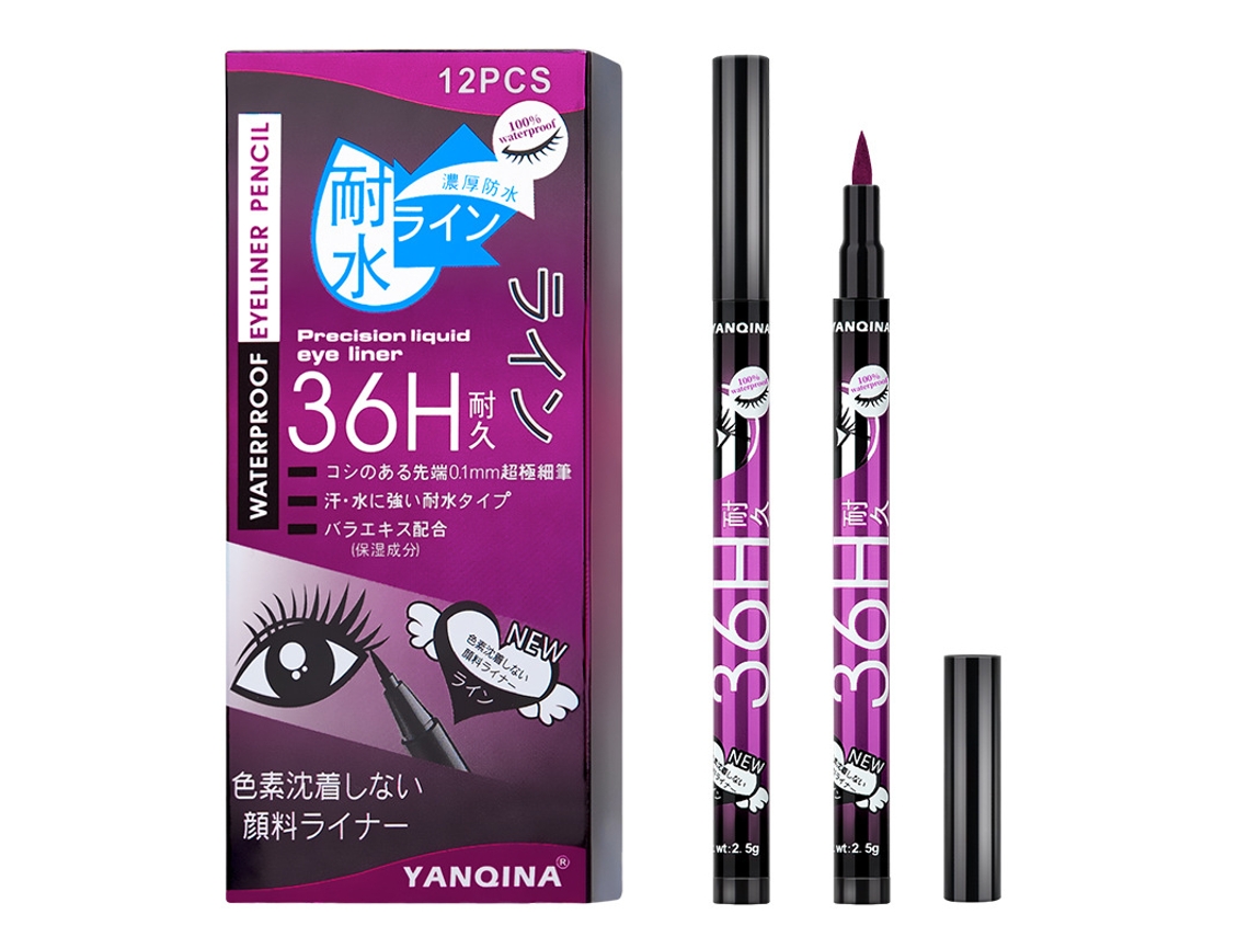 Delineador de ojos líquido, 12 unidades/caja, resistente al agua, antimanchas, 36 h, colorido, suave, herramientas de maquillaje de belleza (4 unidades) EHSTMIND