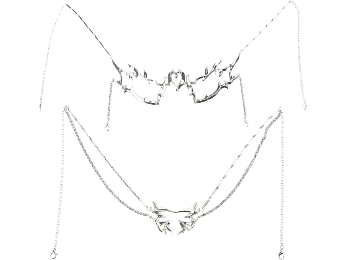 Conjunto De 2 Medias Cadenas Irregulares De Metal Para Cosplay, Halloween, Joyería Unisex De Moda Para Fiestas.