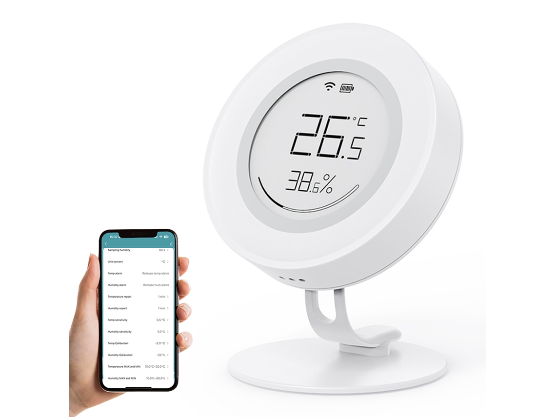 Higrómetro-termómetro Tuya Zigbee Con Pantalla De Tinta Electrónica, Medición De -9,9 °c A 60 °c, Compatible Con Google Home Y Alexa.