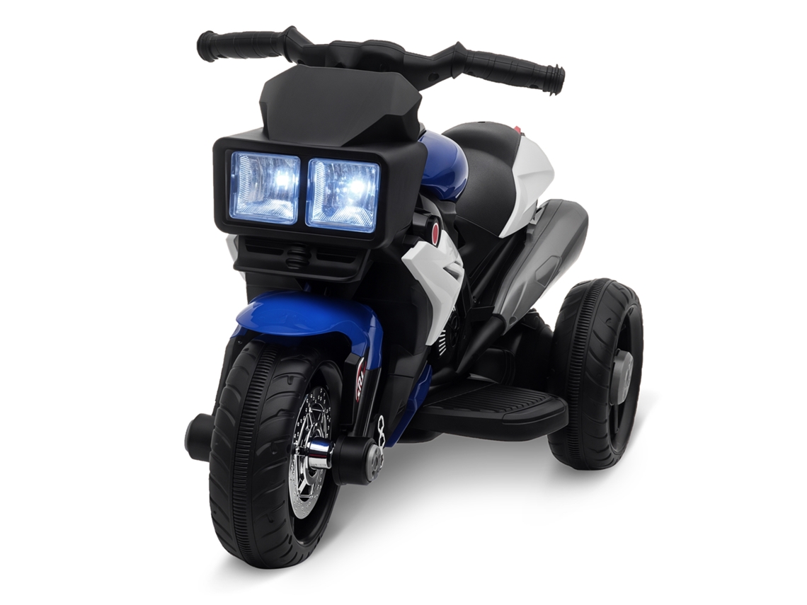 Moto Elétrica Infantil Luzes Buzina Pneus Largos Velocidade 3 Km/h Azul