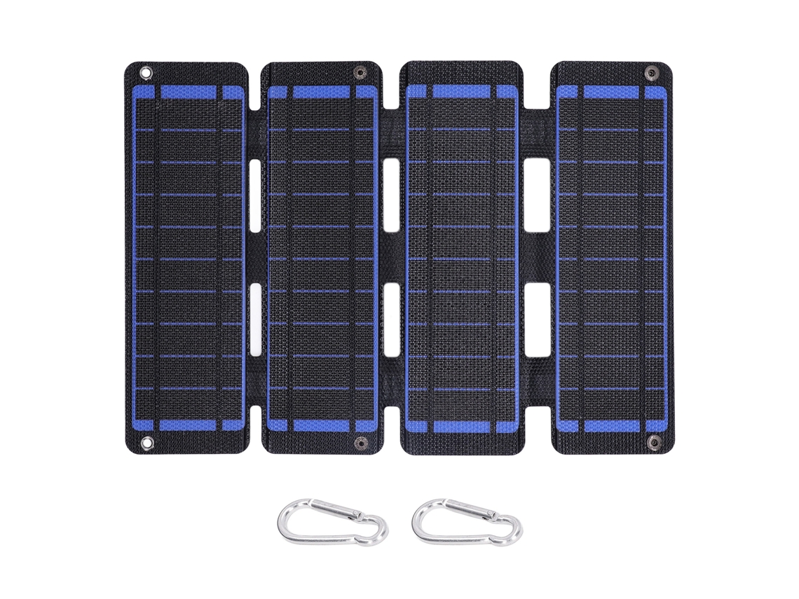 Panel Solar Plegable 14w Cargador Dual Usb 0-2.5a Tasa Conversión 20.5% Para Exterior Azul