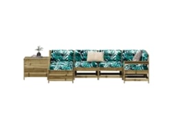 Conjunto de sofá de jardín de 7 piezas de madera de pino impregnada Dkd Home Decor
