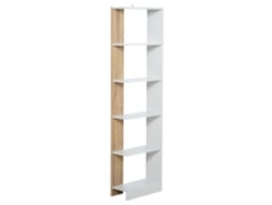 VPMKP - Librería Homcom Con 5 Baldas Y Base Elevada, 45x21x170 Cm, Roble Blanco.