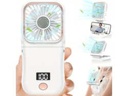 Ventilador De Mano Recargable Usb Con Pantalla Digital 3 Velocidades De Viento Blanco Gertiz