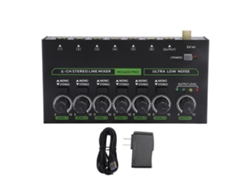 Mezclador Estéreo De Estudio Profesional De 6 Canales Con Bajo Nivel De Ruido E Iluminación Rgb, Enchufe Estadounidense 100-240 V.