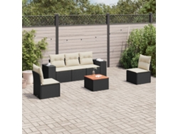 Conjunto de sofás de jardín de 6 piezas DKD Home Decor con cojines de mimbre negros