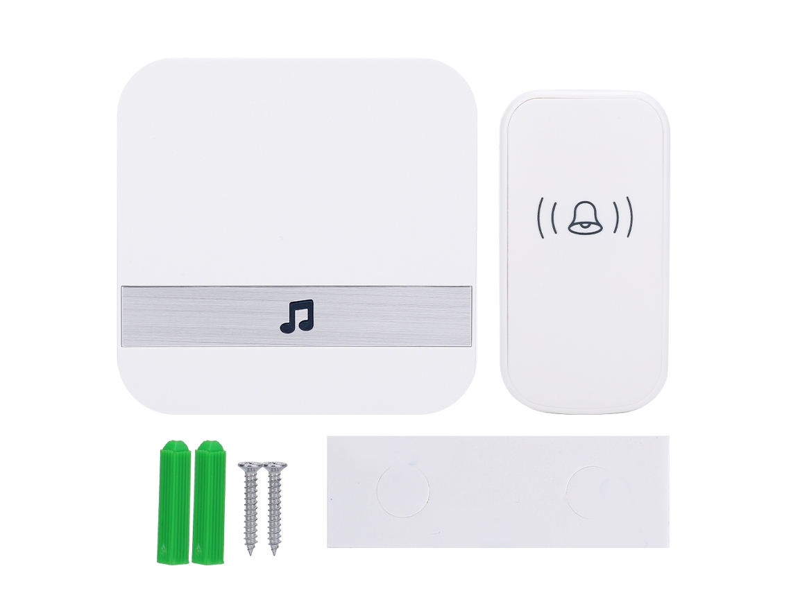 Timbre Inalámbrico Inteligente Con Control Remoto Táctil, Alcance De 280 M, Resistente Al Agua, 100 Db, 52 Tonos, Abs Blanco.