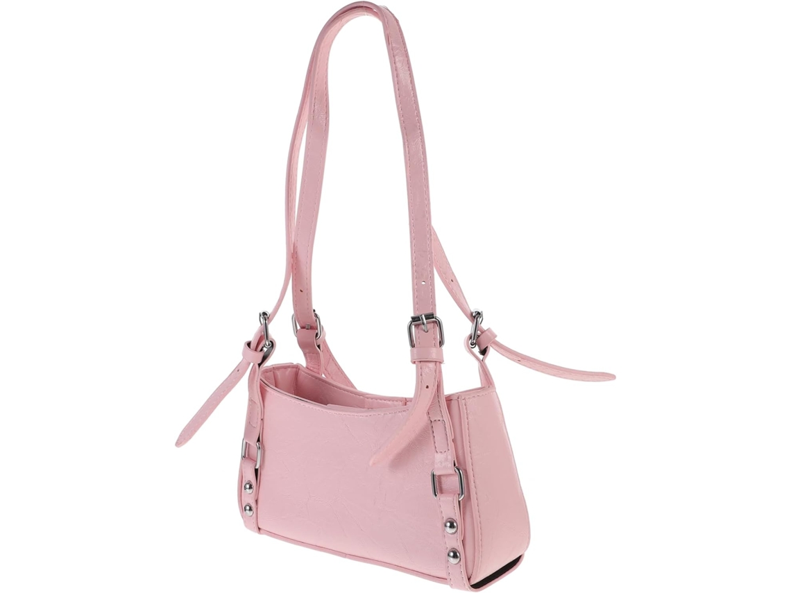 1 bolso de hombro retro, bolso de axila, bolso de mano, bolso de mujer, bolso vintage, bolso cruzado, perdido, PU rosa 1 bolso de hombro Gokoco