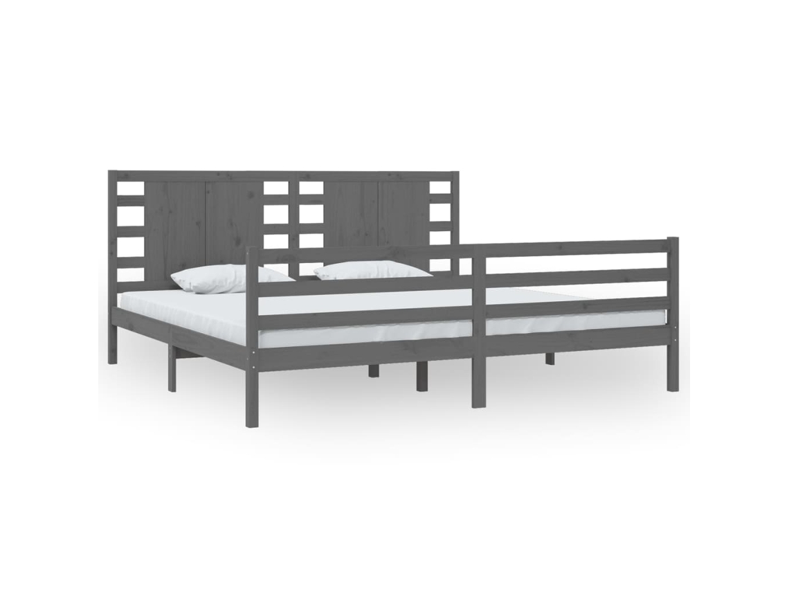 Maison Exclusive - Estructura De Cama De Madera Maciza De Pino Gris 200x200 Cm