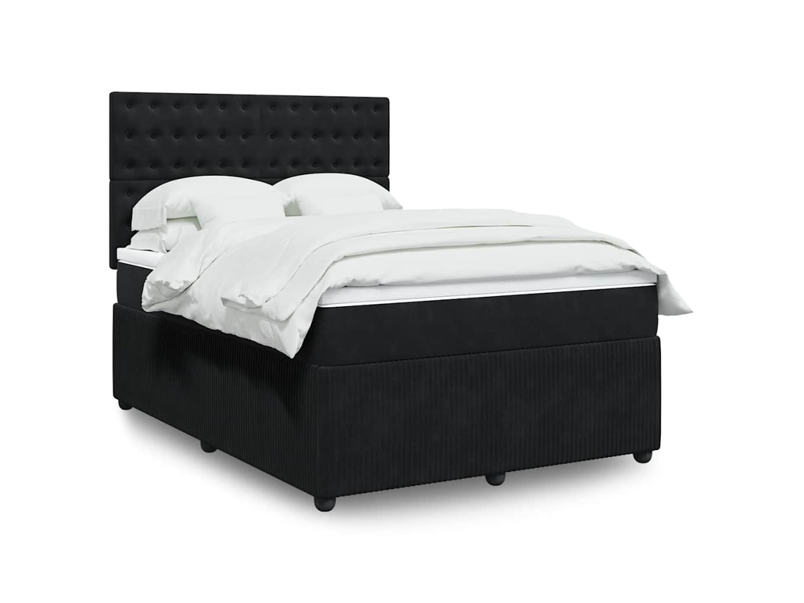 Syfax™ Cama Box Spring Con Colchón Terciopelo Negro 140x200 Cm