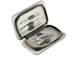 Kit de manicura para pies, pinzas de uñas de acero inoxidable, kit de cuidado personal con estuche de cuero y CPU - M6
