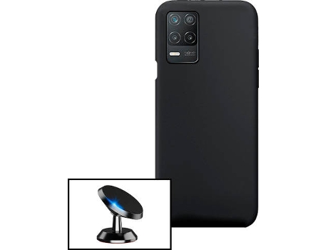 Carcasa + Soporte Magnético Realme 8 5G PHONECARE Silicona Líquida Negro