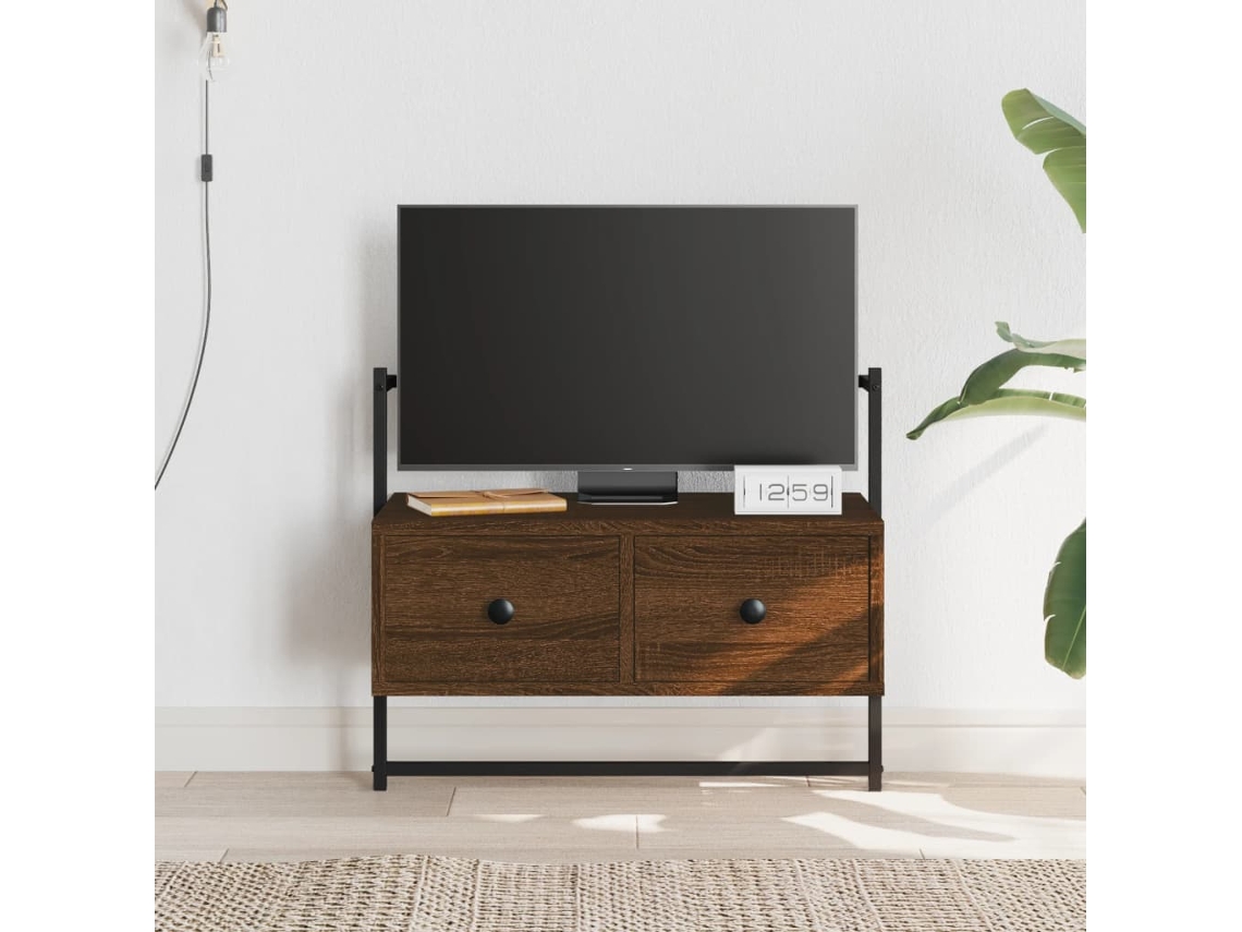 Mueble Tv | Armario Para Tv | Gabinete De Tv De Pared Madera Ingeniería Marrón Roble 60,5x30x51 Cm