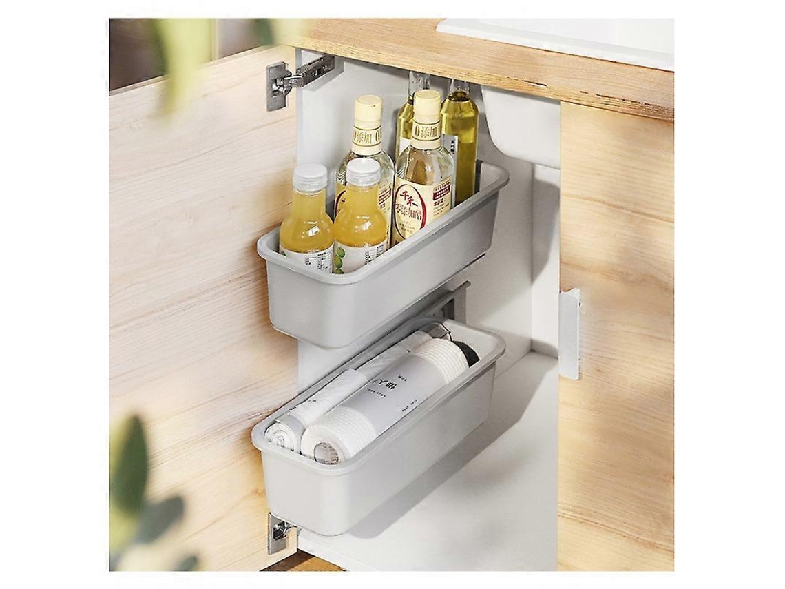 Omni-2 Cestas Deslizantes Para Organizar Armarios Bajo El Lavabo Almacenamiento De Especias Gris