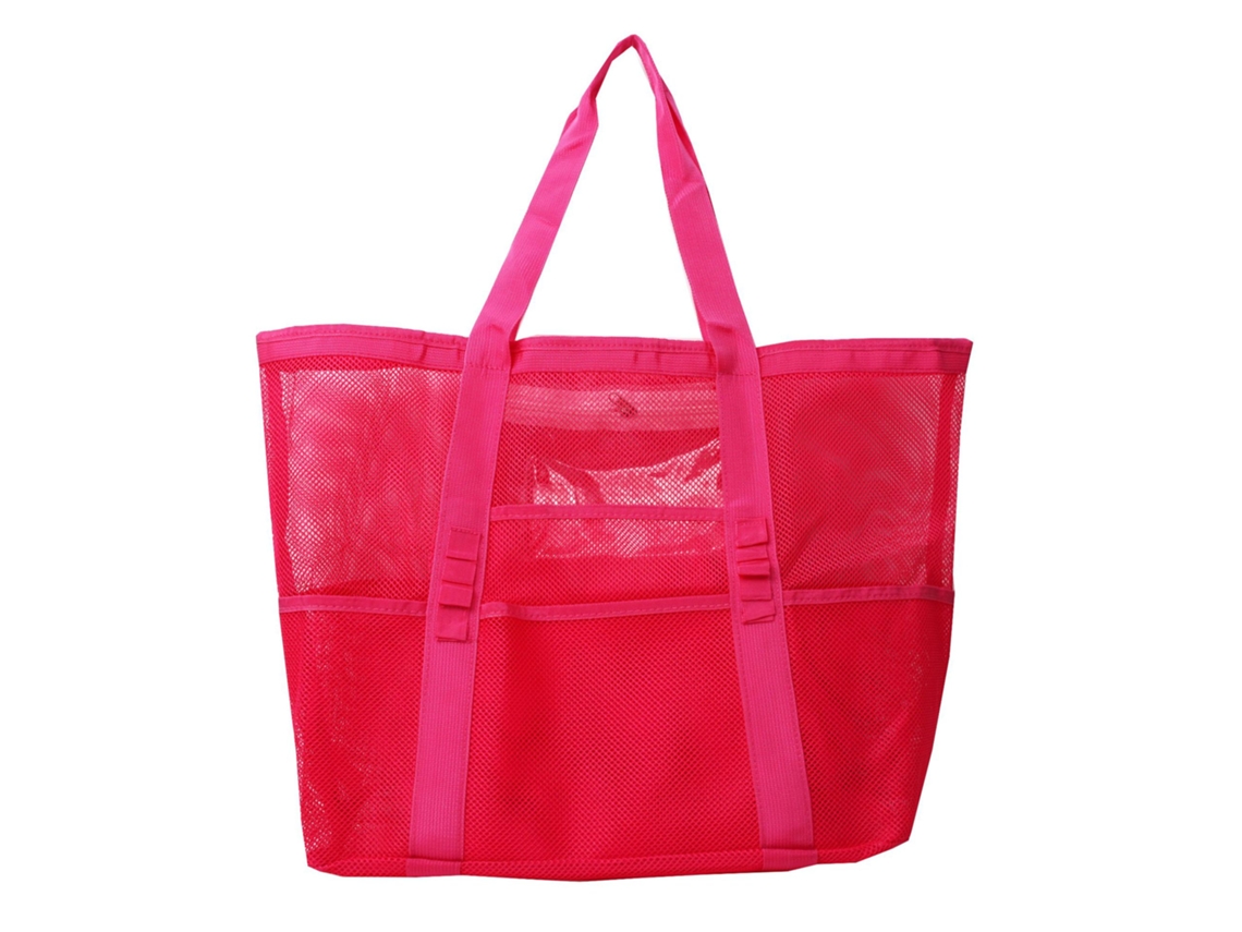 (rojo) Bolsa De Playa De Gran Capacidad Con 8 Bolsillos De Malla