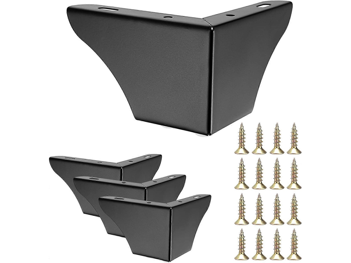 Omni-4 Pcs Pieds De Meuble En Métal 7,5 Cm Pieds De Canapé Solides Modernes Pour Remplacement Noir