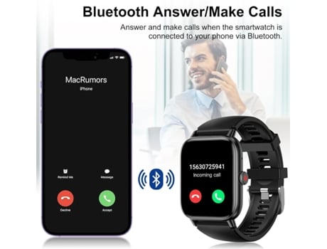Smartwatch con llamadas Bluetooth, rastreador de actividad física, podómetro de monitorización del sueño, frecuencia cardíaca, pantalla táctil de 1...