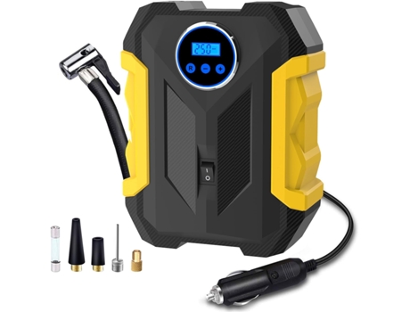 Compresor de aire digital para inflador de neumáticos portátil con bomba automática de automóvil con luz LED DC 12 V - negro CHRONUS