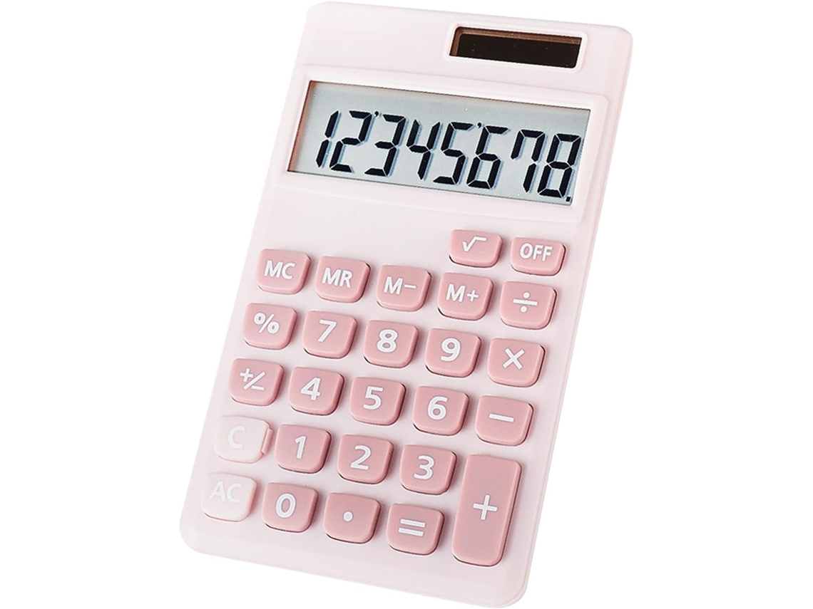 Calculadora solar de oficina, 12 dígitos, pantalla grande, color rosa, 320, diseño portátil y elegante. Sfushos