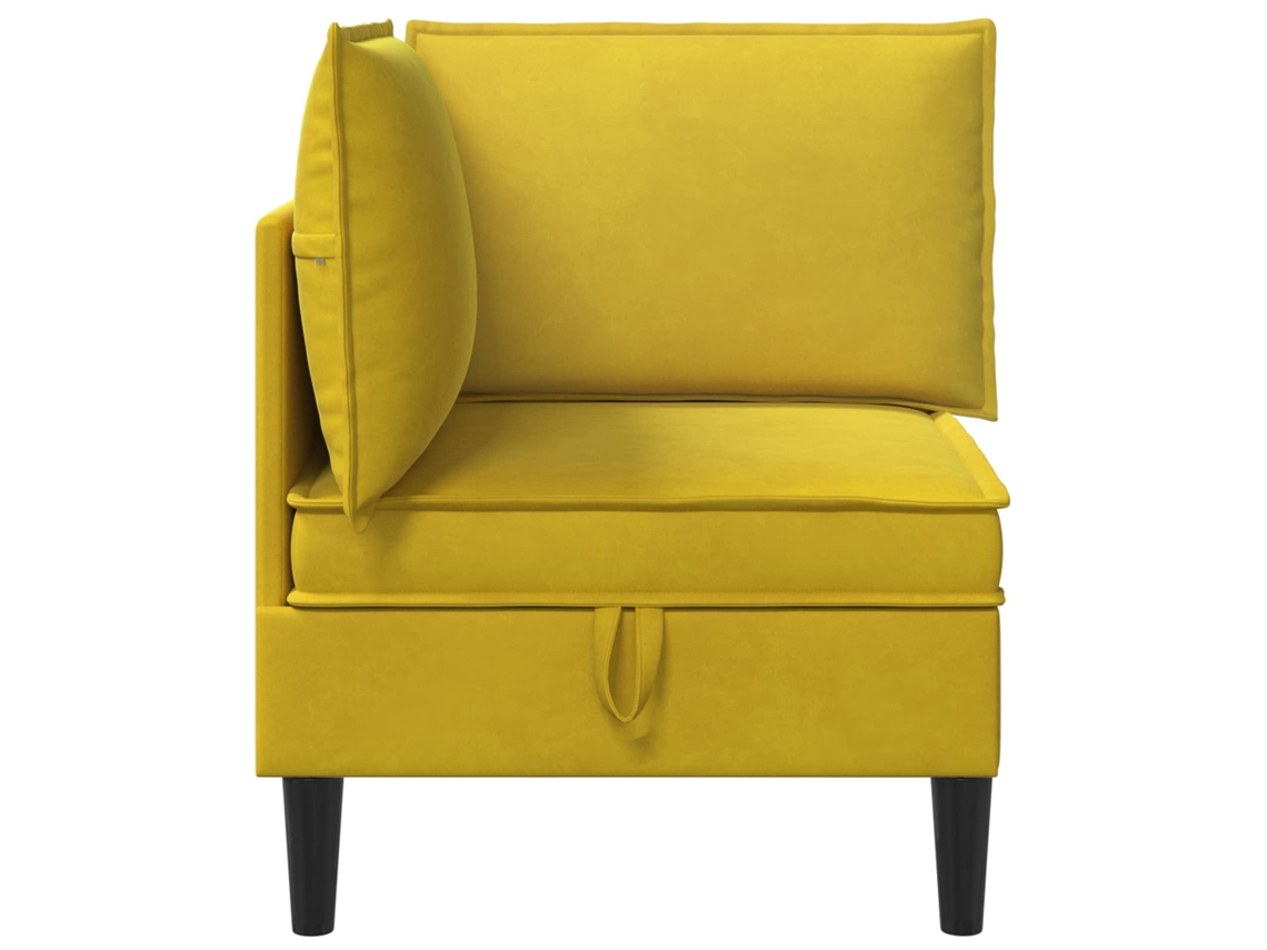 Sofá Esquinero Con Almacenamiento Amarillo Terciopelo