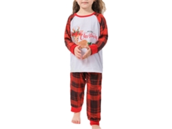 2026altiro-pijamas Navideños Familiares Con Estampado De Cuadros, Manga Corta, Cintura Elástica, Conjunto Niña 4-5a