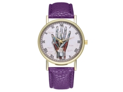 Reloj Unisex Informal De Cuarzo Con Correa De Piel Sintética Morada.