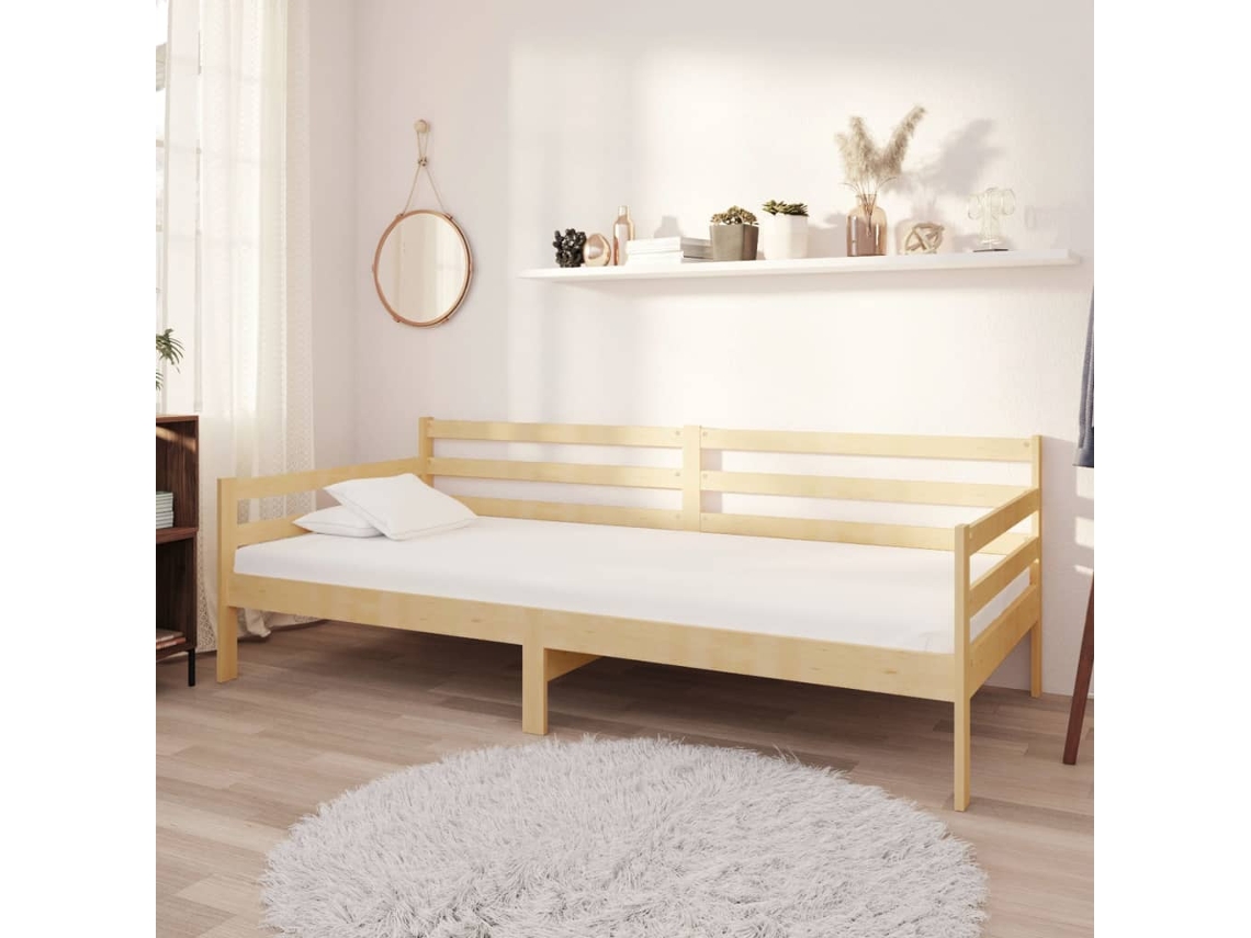 Sofá cama con colchón madera de pino maciza 90x200 cm