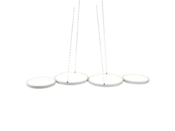 Lámpara Colgante Led Blanca Moderna Diam.88Cm Lámpara para 4 Anillos Diseño de Metal Regulable con Control Remoto para Salón y Dormitorio NETTLIFE