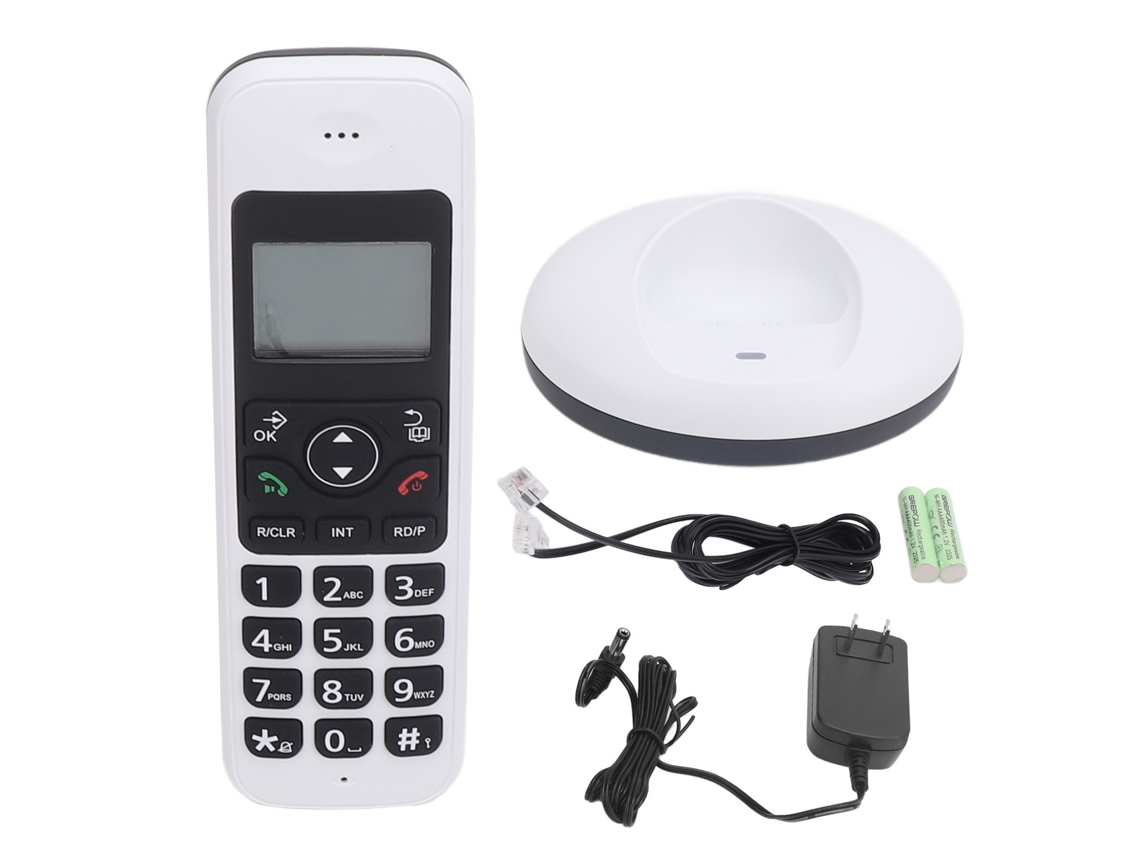 Teléfono Inalámbrico Con Identificador De Llamadas, Bloqueo De Llamadas, Altavoz Y Pantalla Iluminada, Botones Grandes Para Personas Mayores, Enchufe Estadounidense, Blanco.