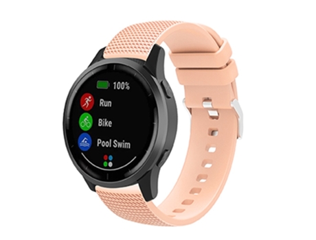 Correa de Silicona diseño de cuadrícula 18mm con hebilla plateada para Samsung Galaxy Watch Active/Active2 44mm/40mm/Watch3 41mm - rosa carne