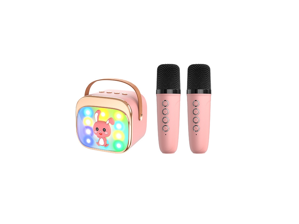 Máquina De Karaoke Infantil / Con 2 Micrófonos Inalámbricos/altavoz Bluetooth (rosa) Czhhmart