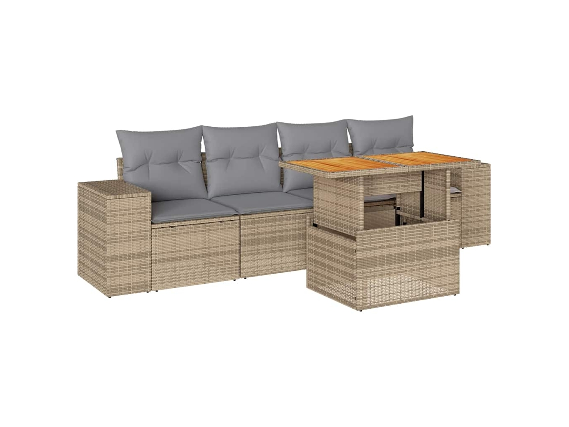 Conjunto de 5 sofás de jardín con cojines de mimbre beige MAISON EXCLUSIVE (5 piezas)