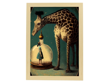 NACNIC Poster Jirafa En Estilo Surrealismo Cinematográfico Ilustraciones Y Grabados De Historieta Abstracta Y Artística A4 Marcos Madera