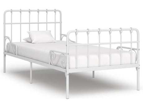 vidaXL Estructura de cama con somier de láminas de metal blanco 90x200 cm