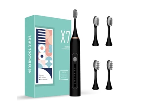 Cepillo de Dientes Eléctrico TRUMSEN X-7 Negro (42000 Rpm - 6 Modos - Recargable)