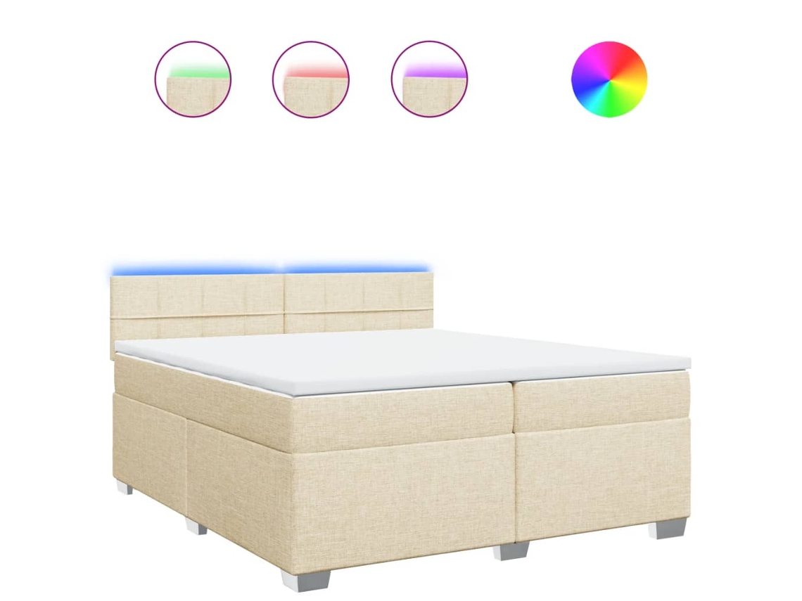 Maison Exclusive - Cama Box Spring Con Colchón Tela Color Crema 200x200 Cm