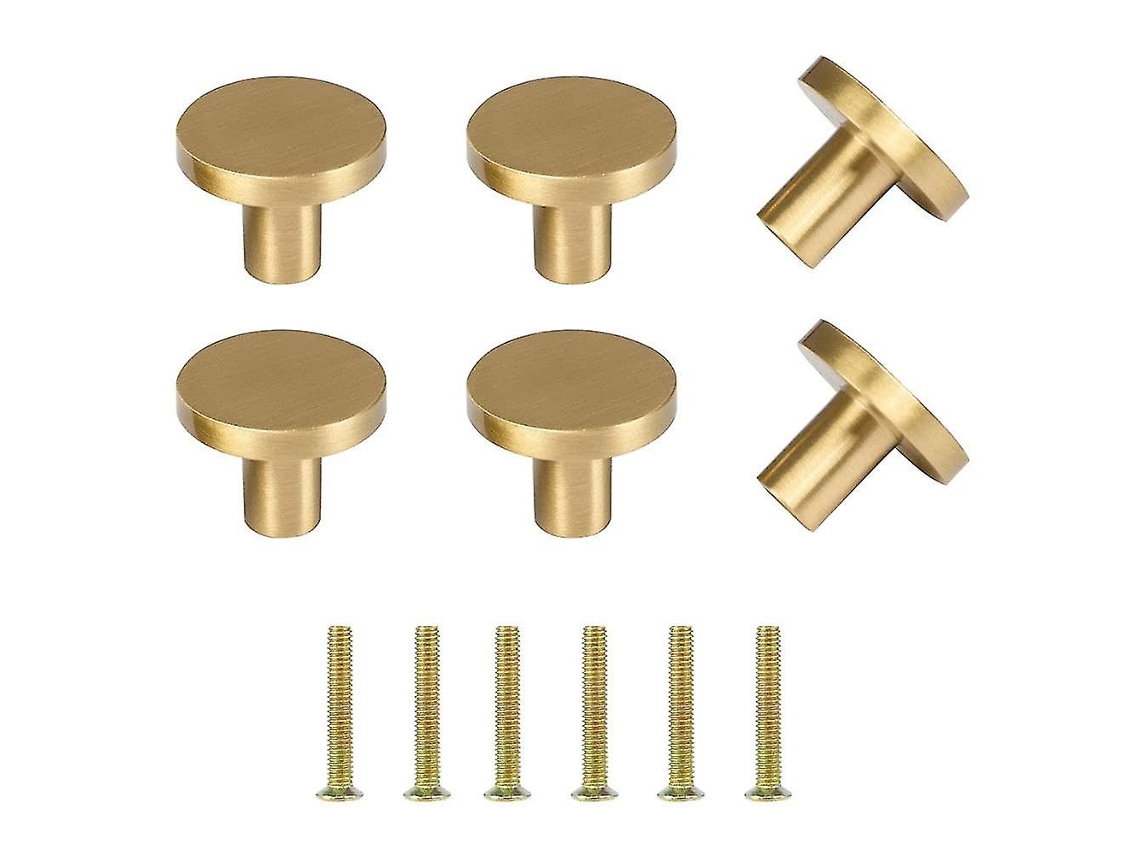 6 Tiradores Redondos De Latón Dorado Para Muebles Manijas De Armario Con Tornillos Duraderos Y Estilo Elegante