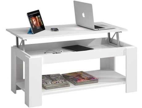 Mesa de Centro HABITDESIGN Elevatoria (Blanco Artik - Melamina - 100 x 43–54 x 50 cm)